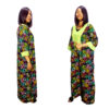 Vibrant Multicolor Circle Print Kaftan with Green Accents
